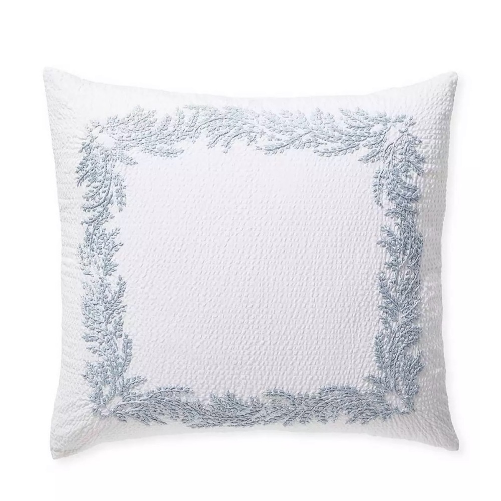 Serena & Lily White and Light Blue Pillow